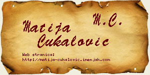 Matija Čukalović vizit kartica